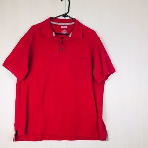 DULUTH TRADING Men's Red Short Sleeve Button Pullover Cotton Shirt Size L Large